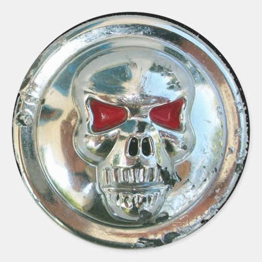 CHROME SKULL RUNDER AUFKLEBER (Vorderseite)