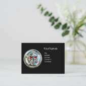 CHROME SKULL SCHWARZ UND ROT RUBY MONOGRAM VISITENKARTE (Stehend Vorderseite)