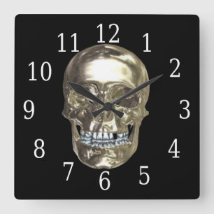 Chrome Skull Square Uhr