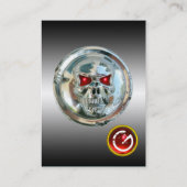 CHROME SKULL, STAHL UND ROTES RUBY-MONOGRAMM VISITENKARTE (Rückseite)