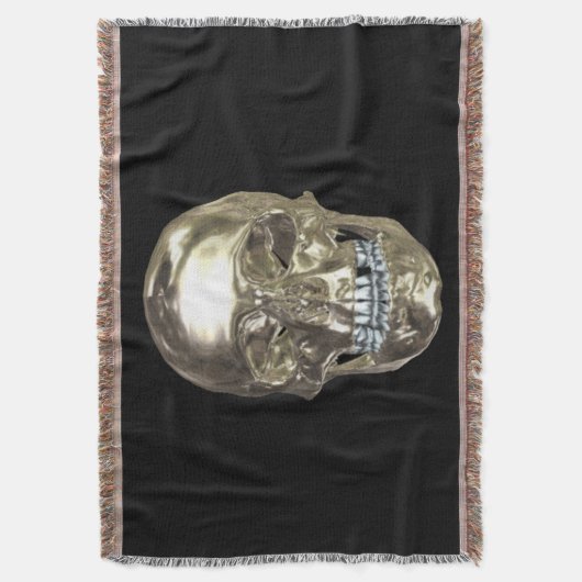 Chrome Skull Throw Blanket Decke (Vorderseite Vertikal)