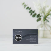 Chrome Soundwave Icon Sound Engineer Business Card Visitenkarte (Stehend Vorderseite)
