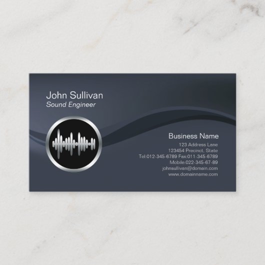 Chrome Soundwave Icon Sound Engineer Business Card Visitenkarte (Vorderseite)