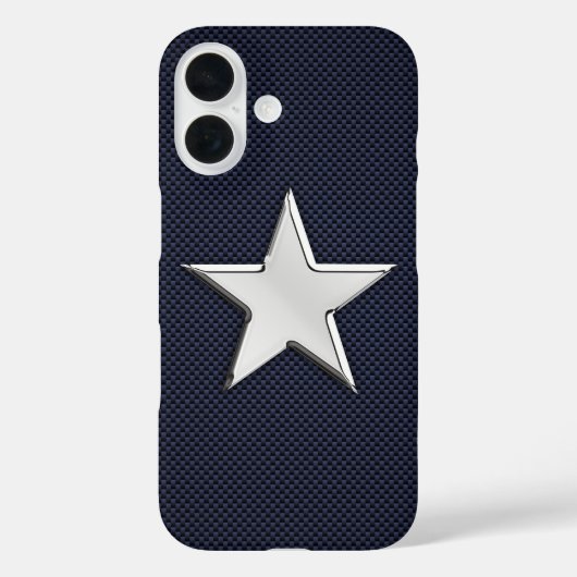 Chrome Star auf Carbon Fibre Print Case-Mate iPhone Hülle (Rückseite)
