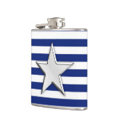 Chrome Star auf Navy Stripes Flachmann (Links)