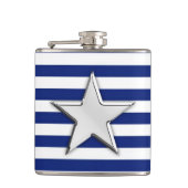 Chrome Star auf Navy Stripes Flachmann (Vorderseite)