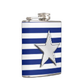 Chrome Star auf Navy Stripes Flachmann (Rechts)