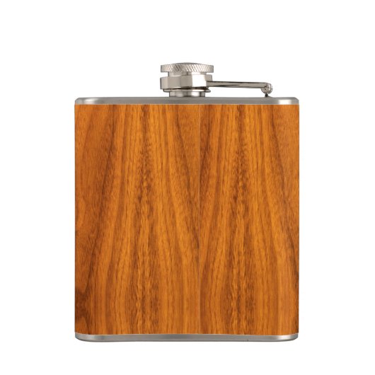 Chrome Star auf Teak Print Flachmann (Rückseite)