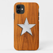 Chrome Star auf Teak Veneer Print Case-Mate iPhone Hülle (Rückseite)