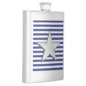 Chrome Star Nautical on Navy Stripes Print Flachmann (Rechts)