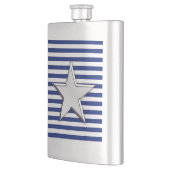 Chrome Star Nautical on Navy Stripes Print Flachmann (Links)