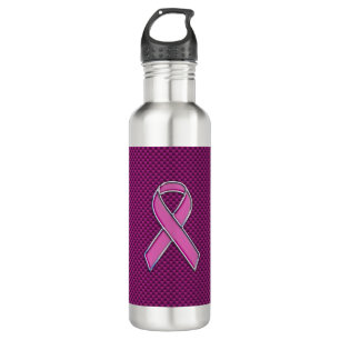 Chrome-Stil rosa Ribbon Bewusstsein Carbon Faser Trinkflasche