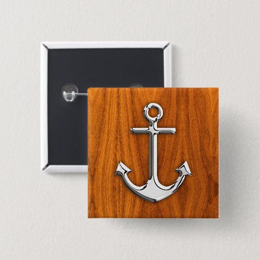 Chrome Style Anchor auf Teak Veneer Button (Vorne & Hinten)