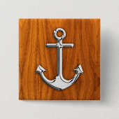 Chrome Style Anchor auf Teak Veneer Button (Vorderseite)