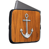 Chrome Style Anchor auf Teak Veneer Laptopschutzhülle (Vorne Rechts)