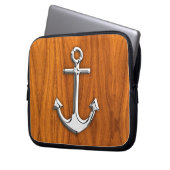 Chrome Style Anchor auf Teak Veneer Laptopschutzhülle (Vorderseite Links)
