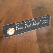 Chrome Style Aquarius Zodiac Sign auf Schlange Dek Namensplakette (Seite)