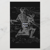 Chrome Style Aquarius Zodiac Symbol auf Hevelius Briefpapier (Vorderseite)
