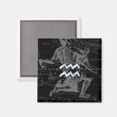 Chrome Style Aquarius Zodiac Symbol auf Hevelius Magnet (Vorderseite/Rückseite)