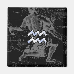 Chrome Style Aquarius Zodiac Symbol auf Hevelius Magnet