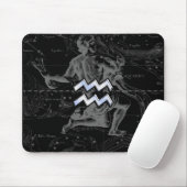 Chrome Style Aquarius Zodiac Symbol auf Hevelius Mousepad (Mit Mouse)