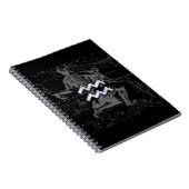 Chrome Style Aquarius Zodiac Symbol auf Hevelius Notizblock (Rechte Seite)