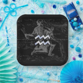 Chrome Style Aquarius Zodiac Symbol auf Hevelius Pappteller (Party)