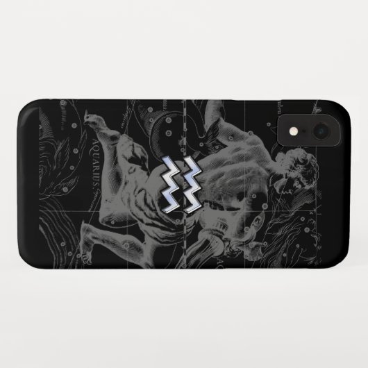 Chrome Style Aquarius Zodiac-Zeichen auf Hevelius Case-Mate iPhone Hülle (Rückseite (Horizontal))