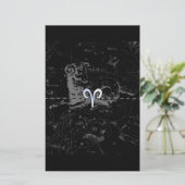 Chrome Style Aries Zodiac Sign auf Hevelius Briefpapier (Stehend Vorderseite)