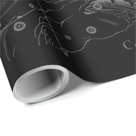 Chrome Style Aries Zodiac Sign auf Hevelius Geschenkpapier (Rolleneckpunkt)