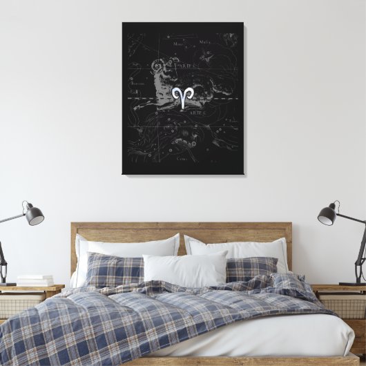 Chrome Style Aries Zodiac Sign auf Hevelius Leinwanddruck (Insitu (Schlafzimmer))