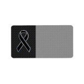 Chrome Style Black Ribbon Awareness Adressaufkleber (Vorne)