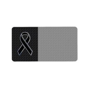 Chrome Style Black Ribbon Awareness Adressaufkleber