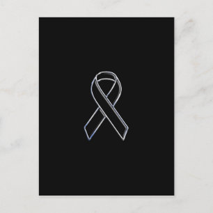 Chrome Style Black Ribbon Awareness auf schwarz Postkarte