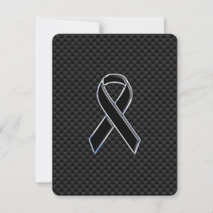 Chrome Style Black Ribbon Awareness Carbon Fibre