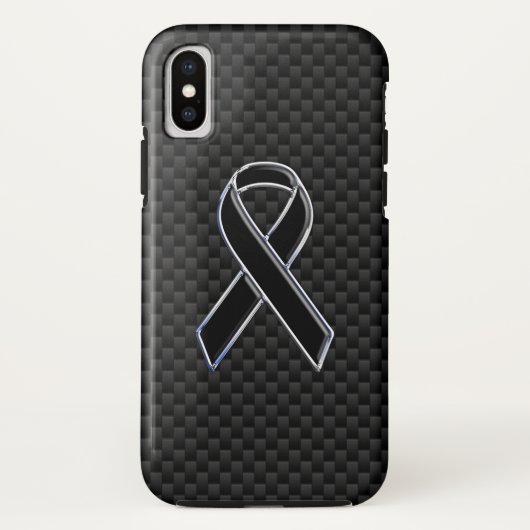 Chrome Style Black Ribbon Awareness Carbon Fibre Case-Mate iPhone Hülle (Rückseite)