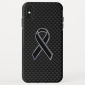 Chrome Style Black Ribbon Awareness Carbon Fibre Case-Mate iPhone Hülle (Rückseite)