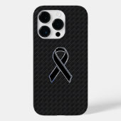 Chrome Style Black Ribbon Awareness Case-Mate iPhone Hülle (Rückseite)