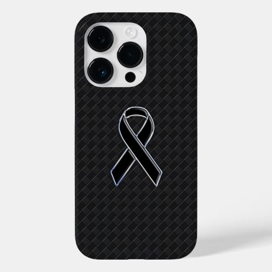 Chrome Style Black Ribbon Awareness Case-Mate iPhone Hülle (Rückseite)