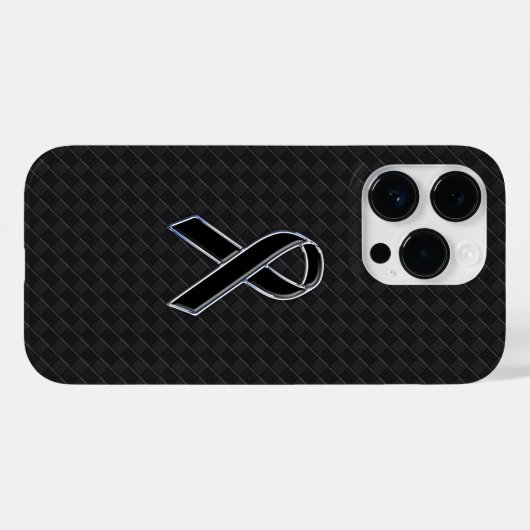 Chrome Style Black Ribbon Awareness Case-Mate iPhone Hülle (Rückseite (Horizontal))