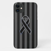 Chrome Style Black Ribbon Awareness Case-Mate iPhone Hülle (Rückseite)