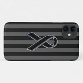 Chrome Style Black Ribbon Awareness Case-Mate iPhone Hülle (Rückseite (Horizontal))