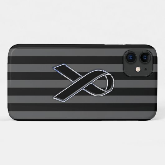 Chrome Style Black Ribbon Awareness Case-Mate iPhone Hülle (Rückseite (Horizontal))