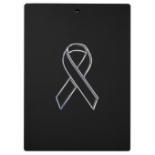 Chrome Style Black Ribbon Awareness Klemmbrett (Rückseite)
