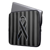 Chrome Style Black Ribbon Awareness Laptopschutzhülle (Vorderseite Links)