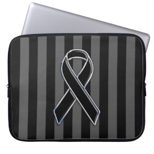 Chrome Style Black Ribbon Awareness Laptopschutzhülle