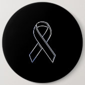 Chrome Style Black Ribbon Awareness on Black Button (Vorderseite)