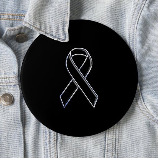 Chrome Style Black Ribbon Awareness on Black Button (Beispiel)