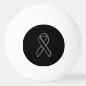 Chrome Style Black Ribbon Awareness on Black Tischtennisball (Rückseite)