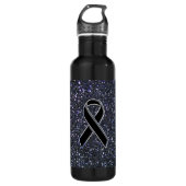 Chrome Style Black Ribbon Awareness Print Edelstahlflasche (Vorderseite)